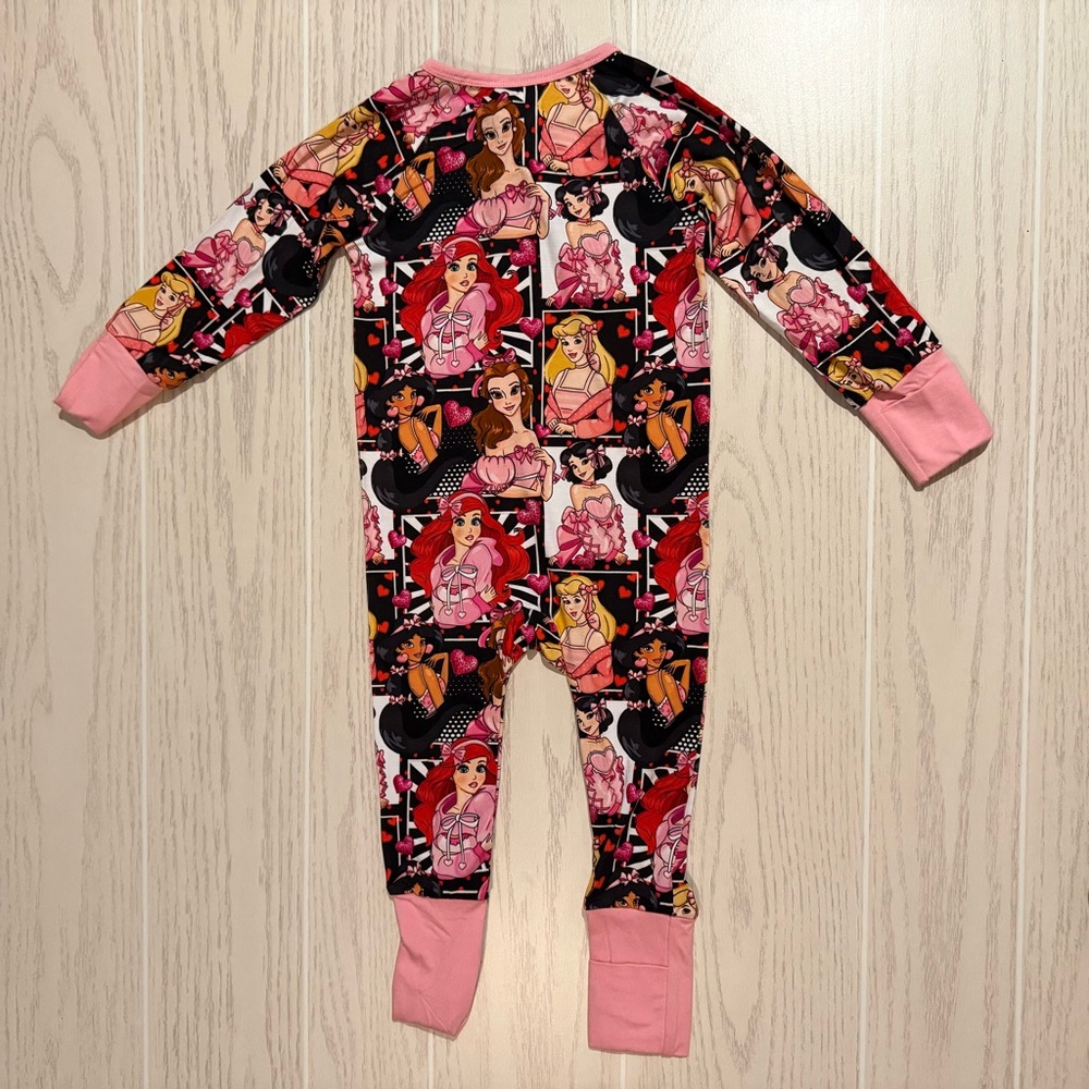 Wei Wei Disney Princess Bamboo Baby Girl Sleeper Size 12–18M 2-Way Zip NEW - Picture 10 of 11